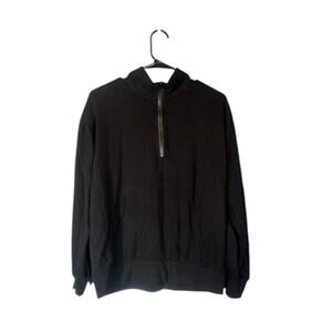 Three Dots Black Quarter Zip Long Sleeve Stretch Pullover Sweatshirt Women Small